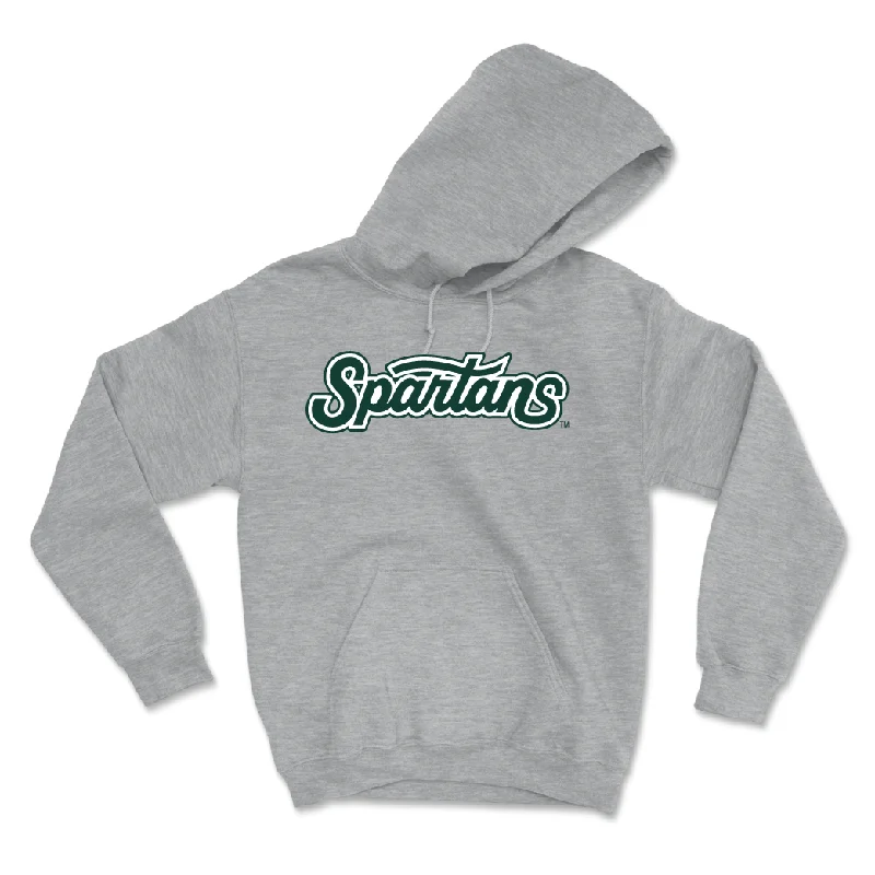 Hoodies For Team Spirit-Sport Grey Baseball Script Hoodie - Tate Farquhar