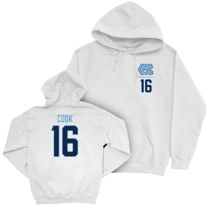 Hoodies With Thumbholes-UNC Baseball White Logo Hoodie  - Casey Cook