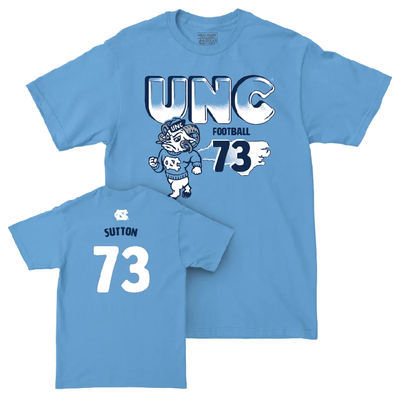 T-Shirt With Embroidered Team Logo-UNC Football Mascot Carolina Blue Tee - Eli Sutton