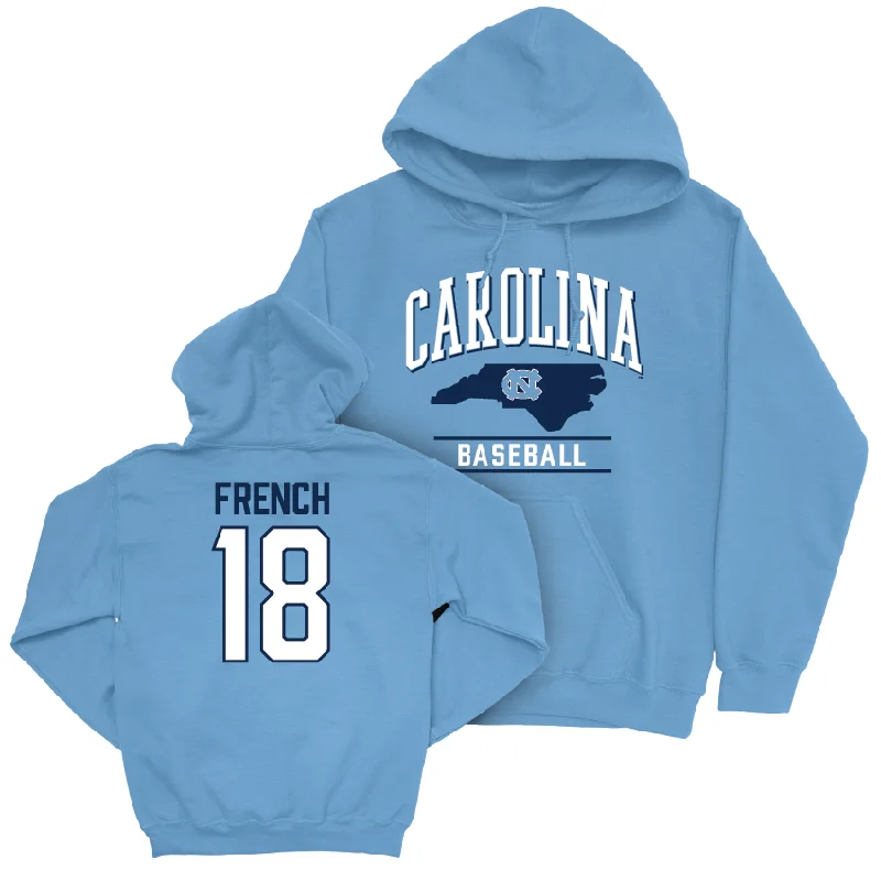 Hoodies For Custom Sports Apparel-UNC Baseball Carolina Blue Arch Hoodie  - Carter French