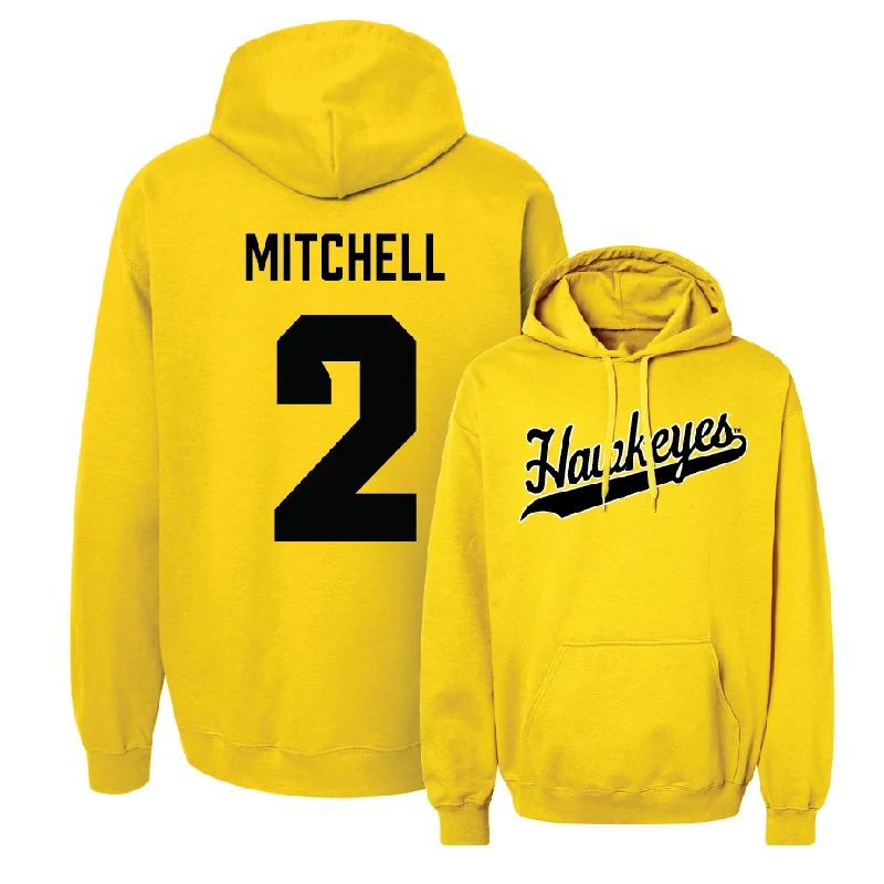 Hoodies With Front Pockets-Gold Baseball Script Hoodie  - Gable Mitchell