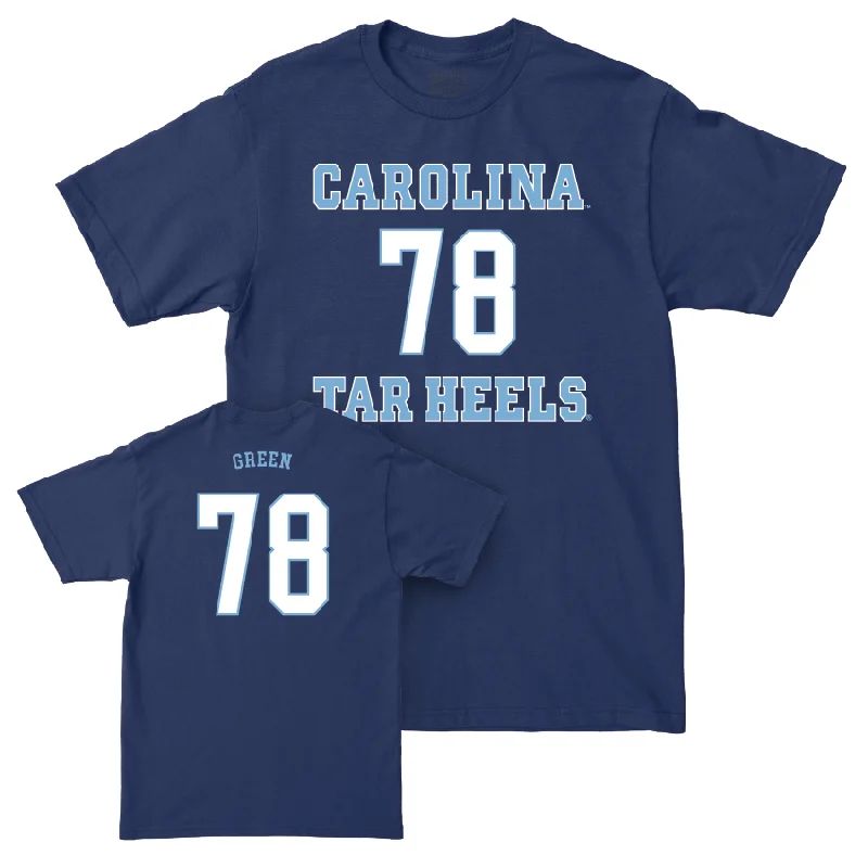 T-Shirt With Custom Design-UNC Football Sideline Navy Tee - Trevyon Green