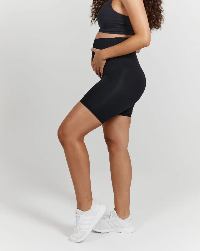 Kids Basketball Shorts-LUXE MATERNITY SHORTS - BLACK