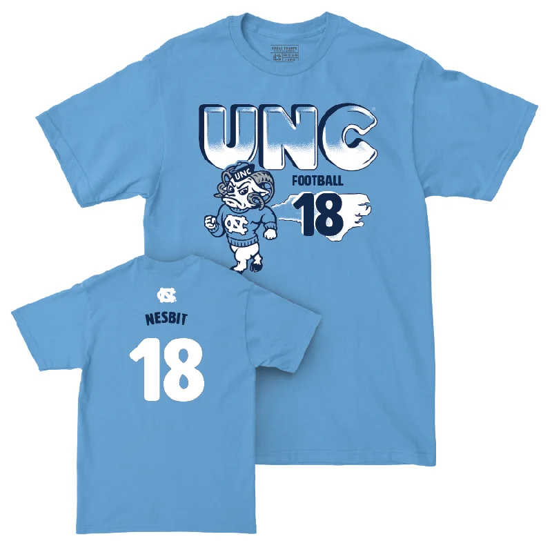 T-Shirt For School Spirit Gear-UNC Football Mascot Carolina Blue Tee - Bryson Nesbit