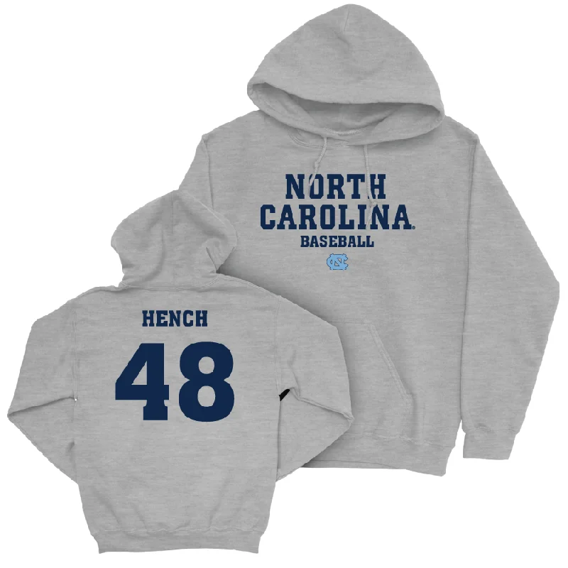 Hoodies For Outdoor Adventure-UNC Baseball Sport Grey Staple Hoodie  - Ryan Hench