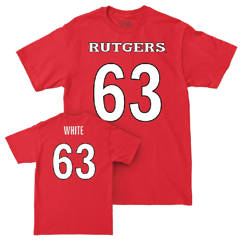 T-Shirt For Fan Merchandise-Red Football Shirsey Tee - Taj White