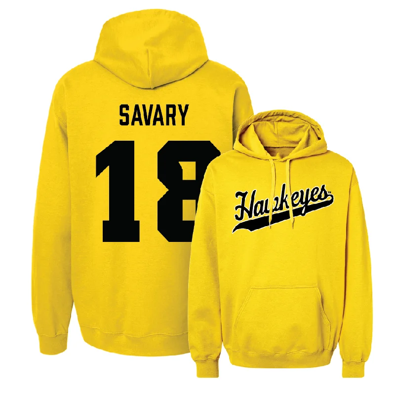 Hoodies For Custom Orders-Gold Baseball Script Hoodie  - Aaron Savary