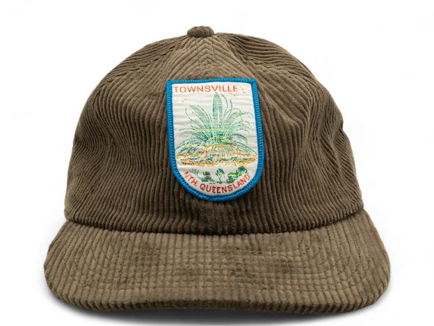 Custom Hats For Holiday Gifts-Parliament Queensland Vintage Patch - Cord Hat (Townsville North QLD) Walnut