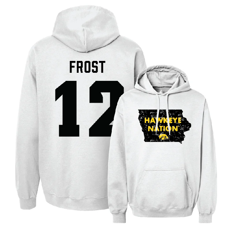 Hoodies With Zipper Pockets-Baseball White State Hoodie  - Jaixen Frost