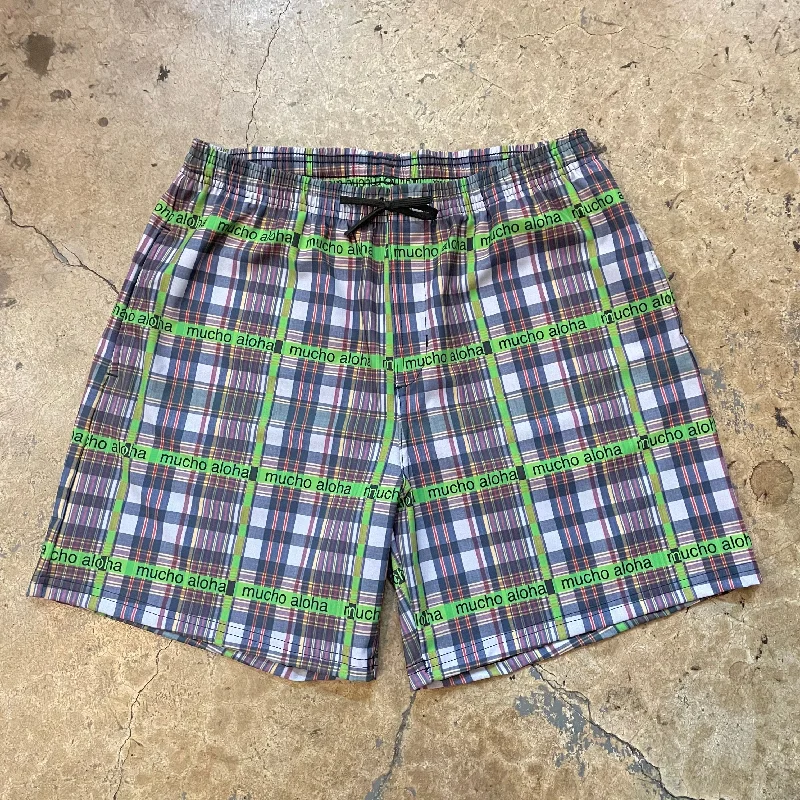 Shorts For Hiking-Yokishop - Plaid Neon "Boogie Shorts"