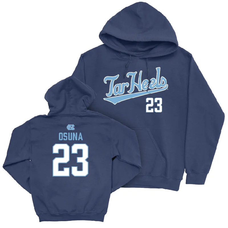 Hoodies With Text Designs-UNC Baseball Navy Script Hoodie - Alberto Osuna