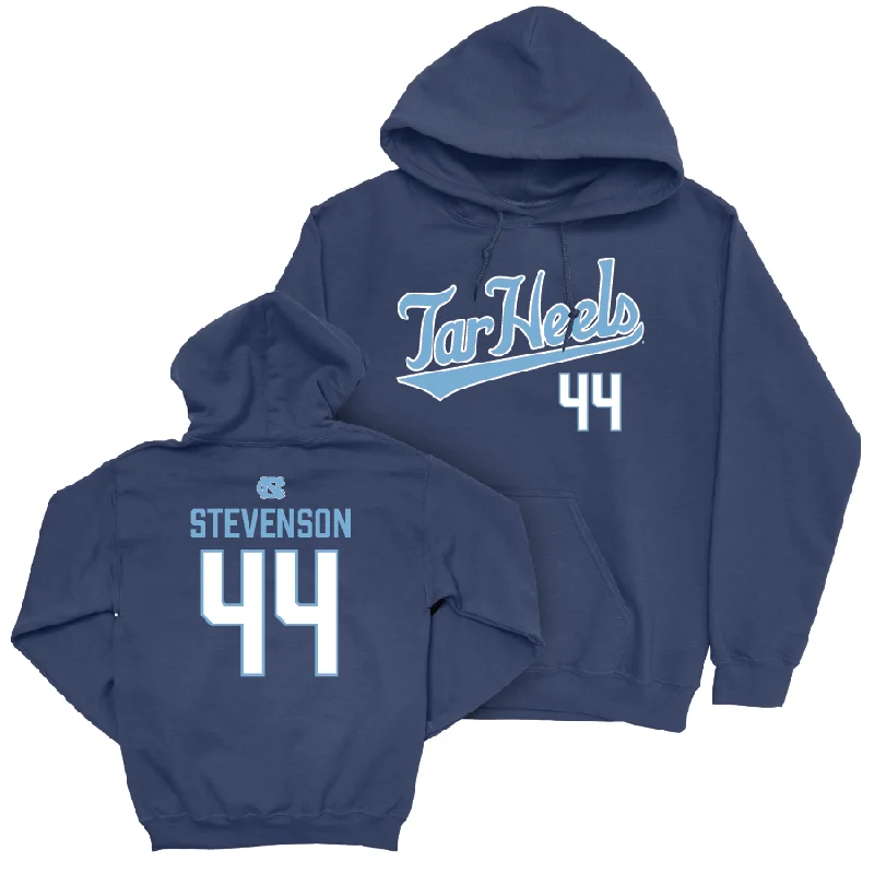 Hoodies With Minimalist Style-UNC Baseball Navy Script Hoodie  - Luke Stevenson