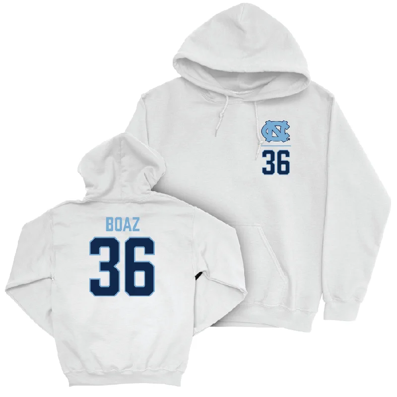 Hoodies With Built-in Gloves-UNC Baseball White Logo Hoodie  - Folger Boaz