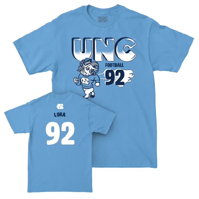 T-Shirt For Event Custom Orders-UNC Football Mascot Carolina Blue Tee  - Rodney Lora