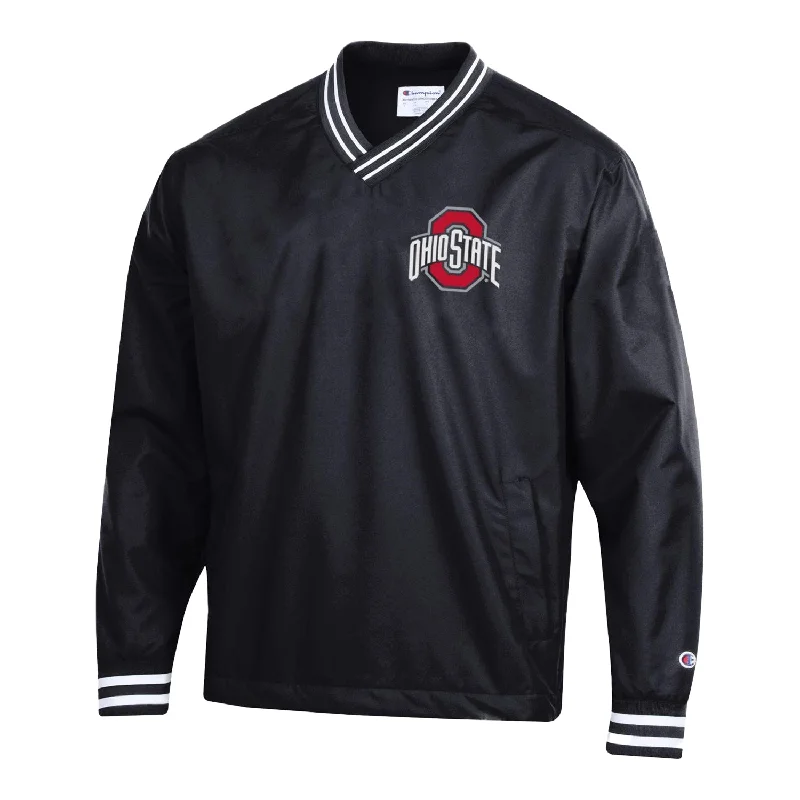 Jackets For Outdoor Work-Ohio State Buckeyes Super Fan Scout V-Neck Black Jacket