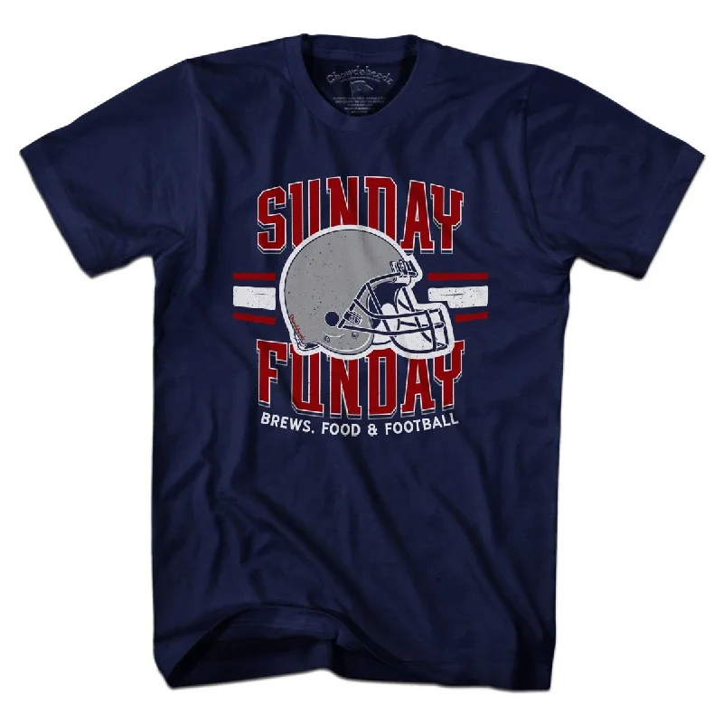 T-Shirt For Promotional Fan Orders-Sunday Funday Football Helmet T-Shirt