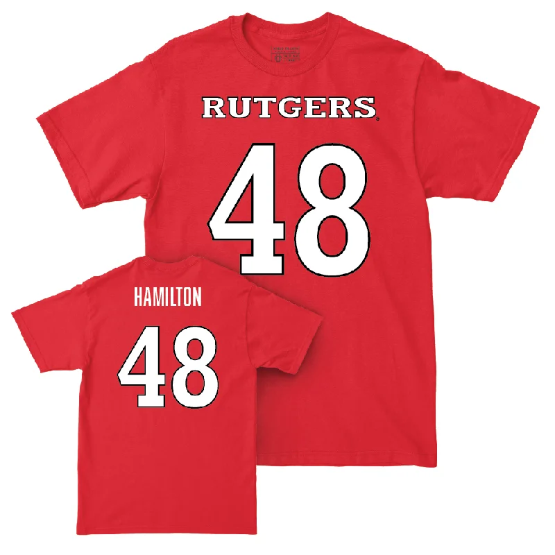 T-Shirt For Signature Apparel Customization-Red Football Shirsey Tee - Kyonte Hamilton