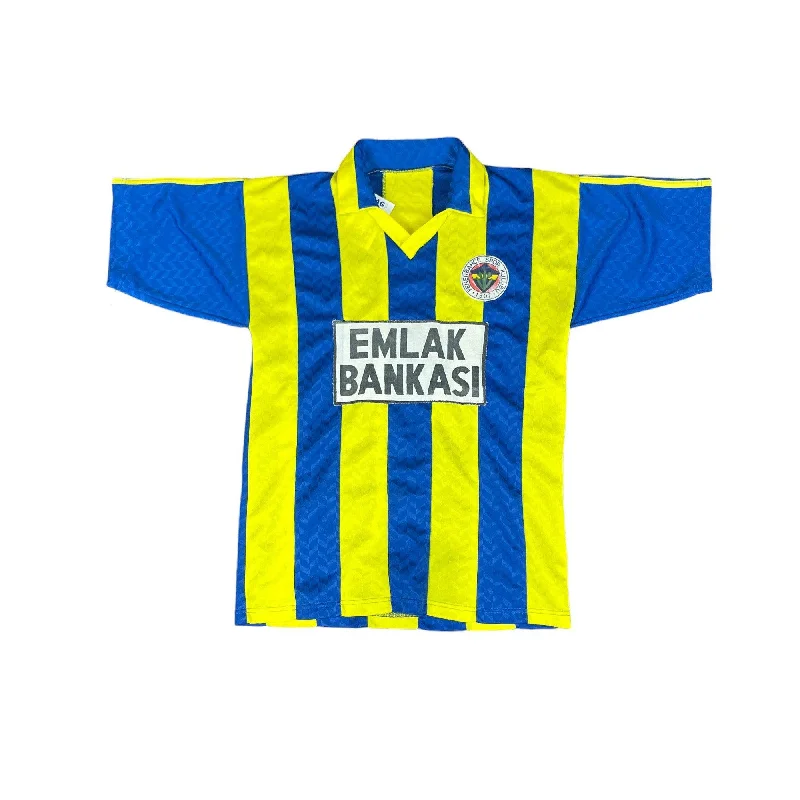 T-Shirt For Family Event Fan Gear-1990-91 Yellow + Blue Fenerbache Shirt - L