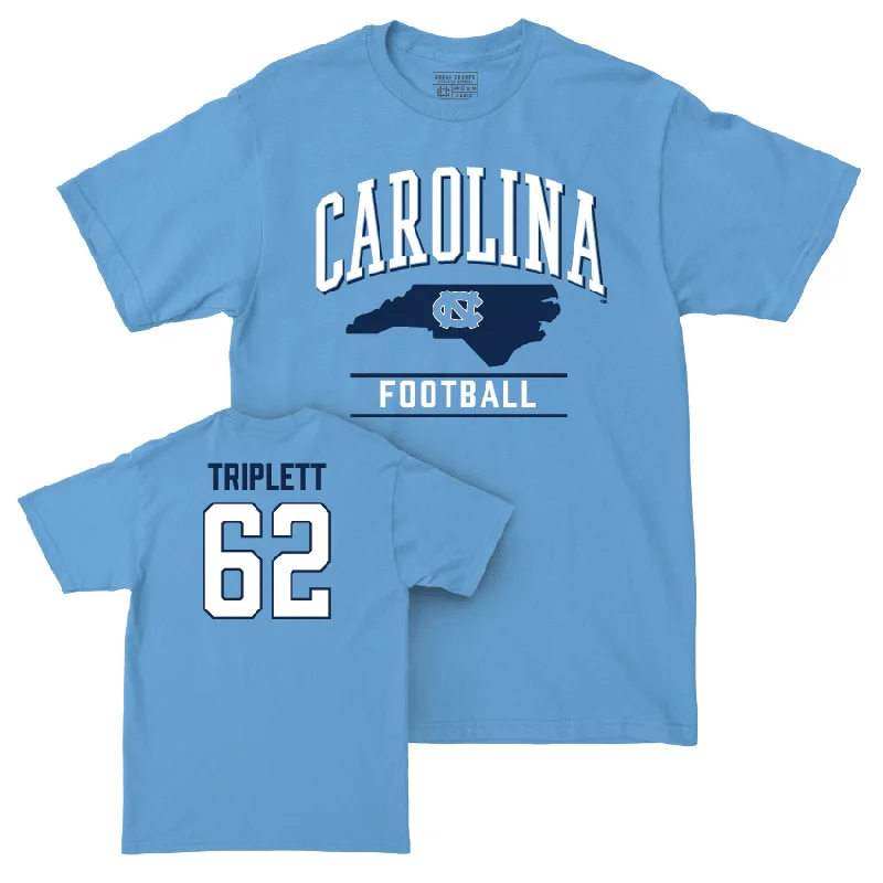 T-Shirt For Sports Event Apparel-UNC Football Carolina Blue Arch Tee  - Spencer Triplett