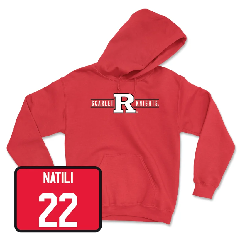 Hoodies With Detachable Sleeves-Red Baseball Scarlet Knights Hoodie - Jackson Natili