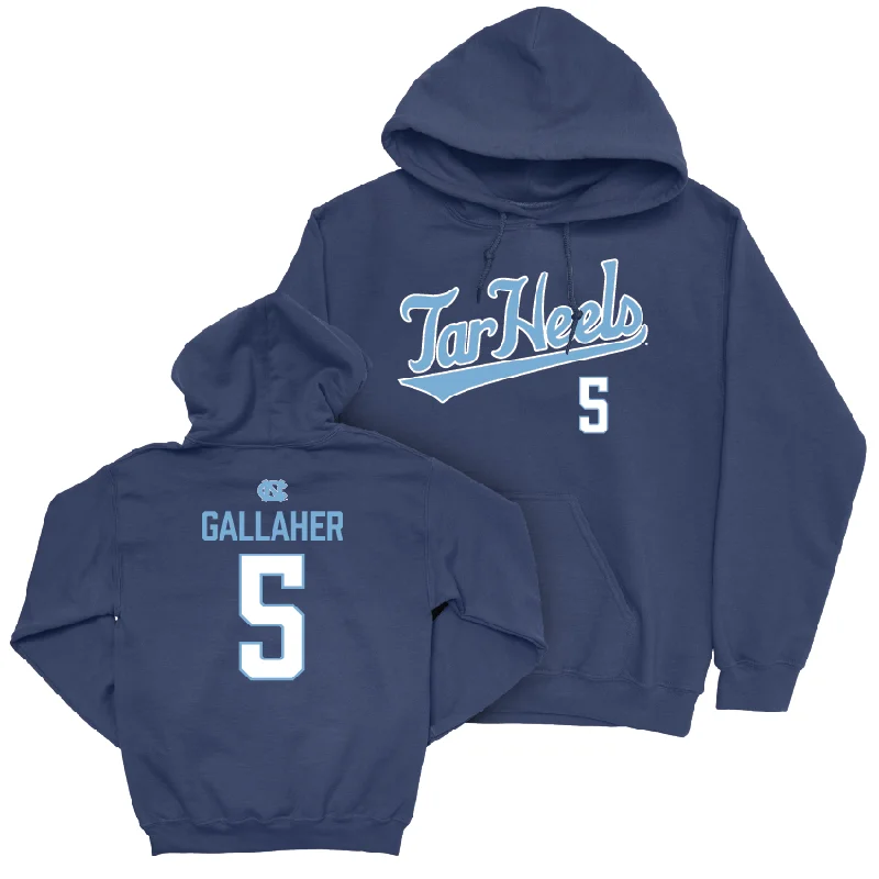 Hoodies With Vibrant Colors-UNC Baseball Navy Script Hoodie  - Gavin Gallaher