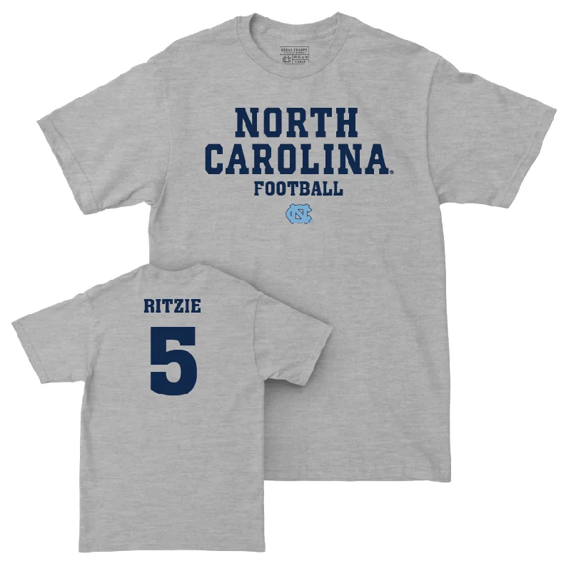 T-Shirt For Fan Club Merchandise-UNC Football Sport Grey Staple Tee - Jahvaree Ritzie