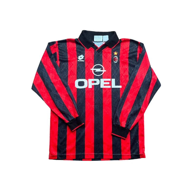 T-Shirt For Sports Fan Custom Orders-1994-95 Red + Black AC Milan Longsleeve Shirt - L