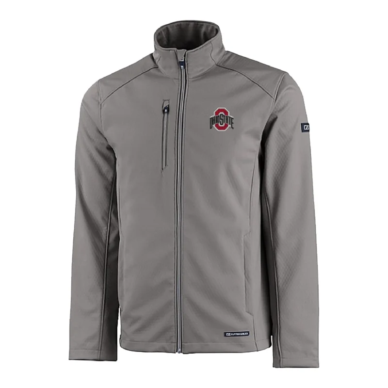 Jackets For Exclusive Merch-Ohio State Buckeyes Cutter & Buck Eco Softshell Light Gray Full Zip Jacket