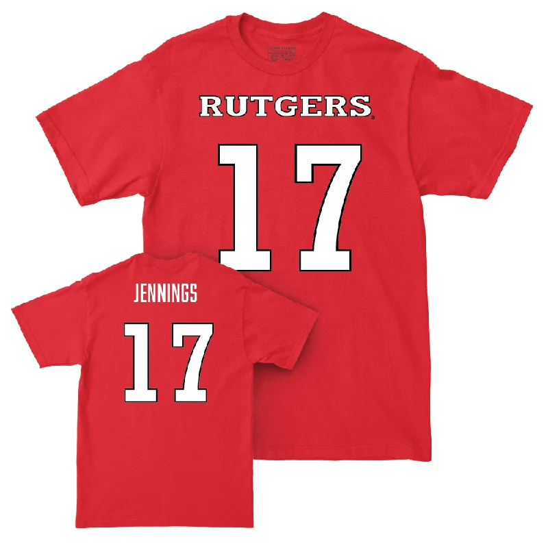 T-Shirt For Custom Fan Apparel-Red Football Shirsey Tee - Deion Jennings