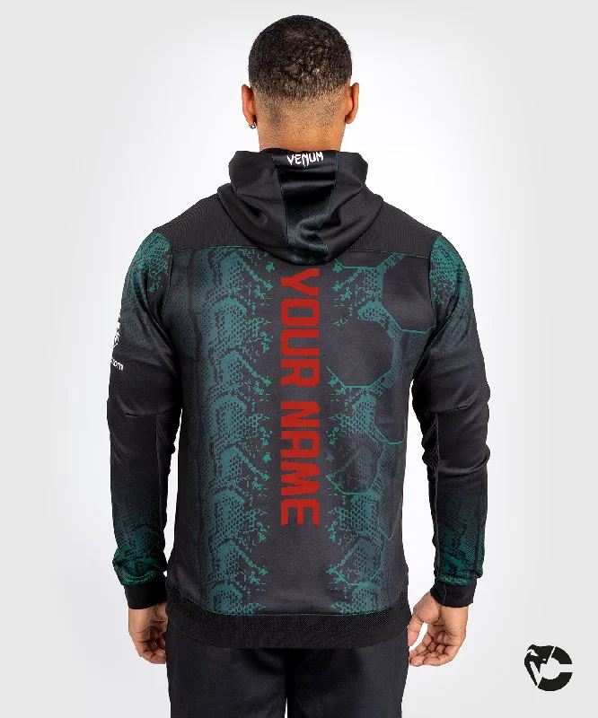 Jackets For Winter Wear-UFC Adrenaline by Venum Personalized Authentic Fight Night Men's Walkout Hoodie - Emerald Edition - Green/Black