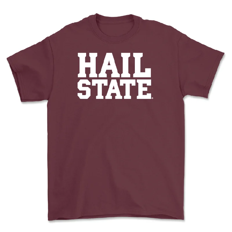 T-Shirt With Embroidered Team Logo-Maroon Football Hail Tee - Hayes Hammond