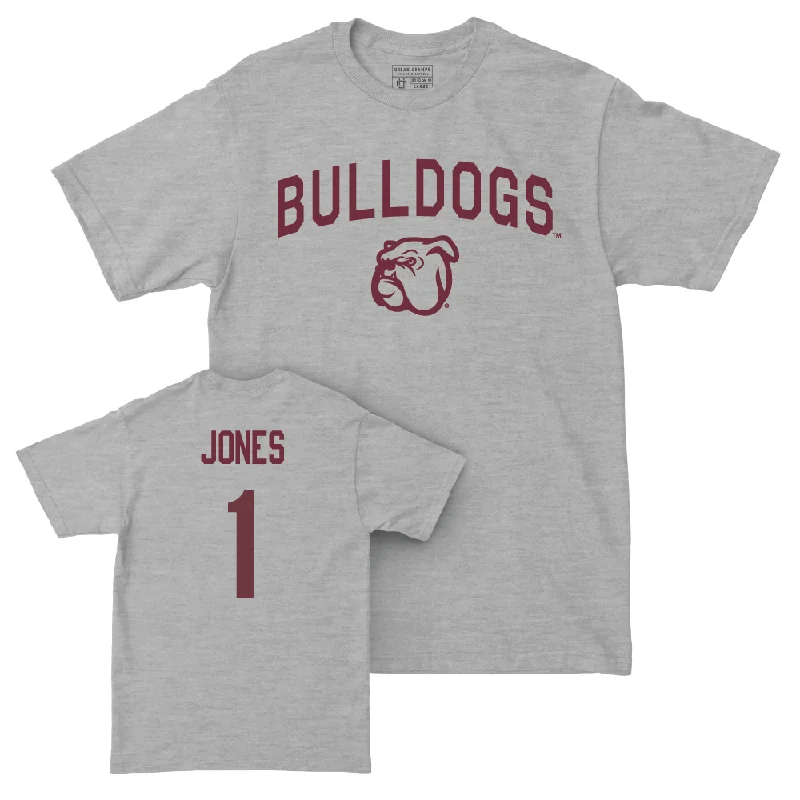 T-Shirt With Custom Logo-Sport Grey Football Bulldogs Tee - Michael Robinson Jr