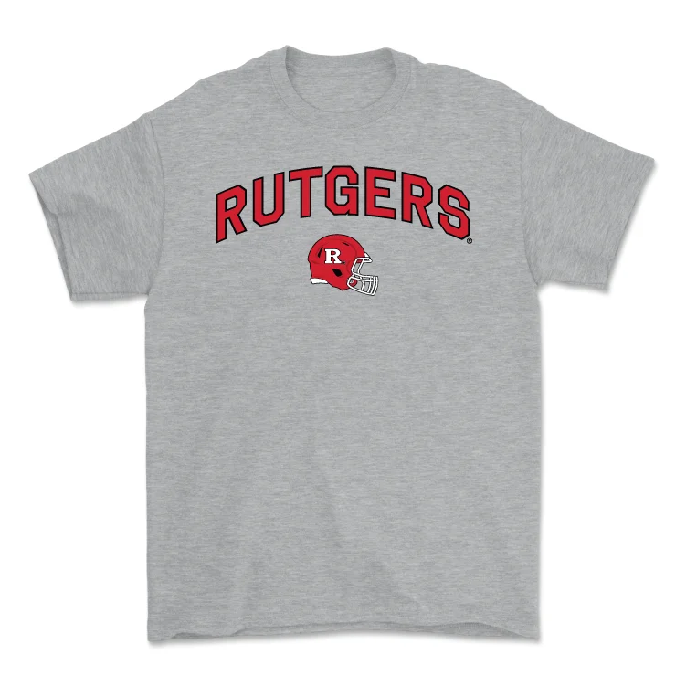 T-Shirt For Game Day Wear-Sport Grey Football Helmet Tee - Troy Rainey