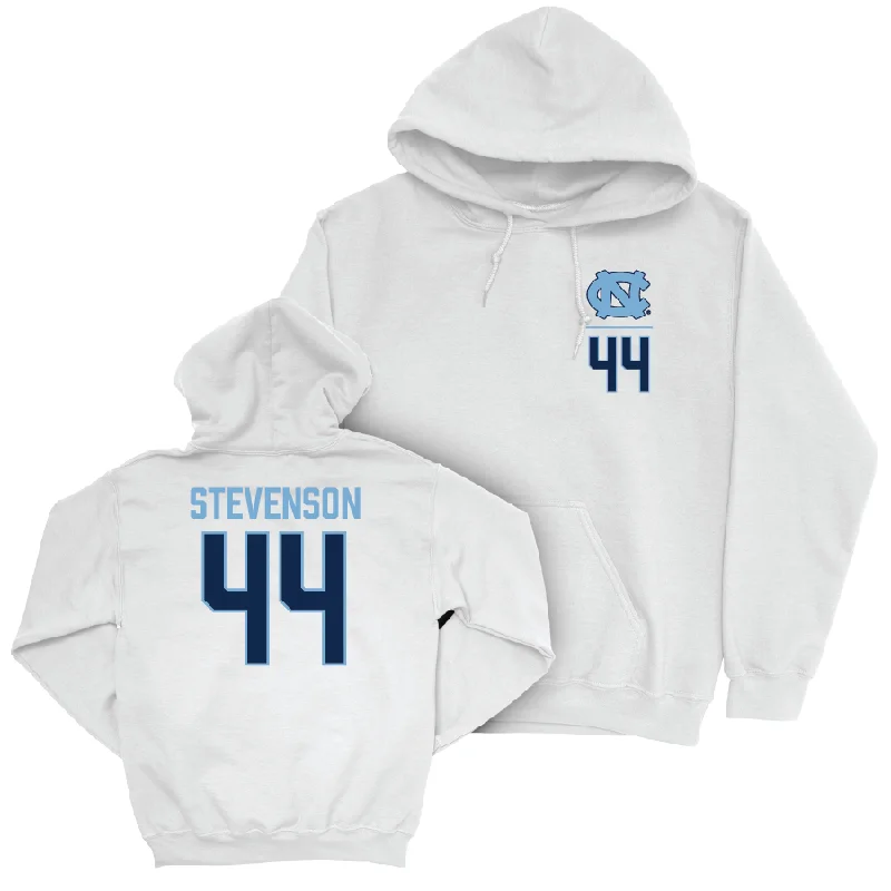 Hoodies With Special Prints-UNC Baseball White Logo Hoodie  - Luke Stevenson