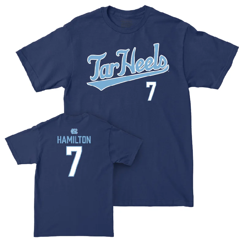 T-Shirt For Performance Apparel-UNC Football Navy Script Tee - Christian Hamilton