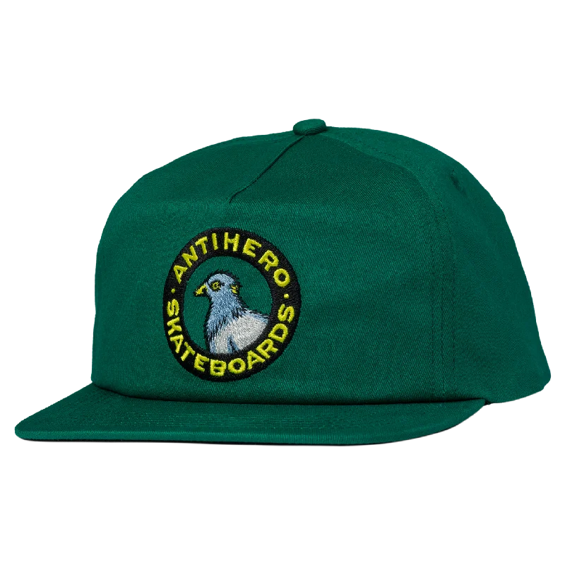 Hats With Team Recognition-ANTI HERO - "PIGEON ROUND" SNAPBACK HAT (DARK GREEN)