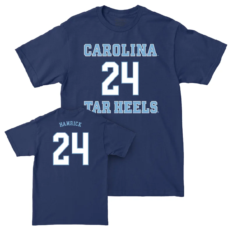 Custom T-Shirt-UNC Football Sideline Navy Tee - Malaki Hamrick