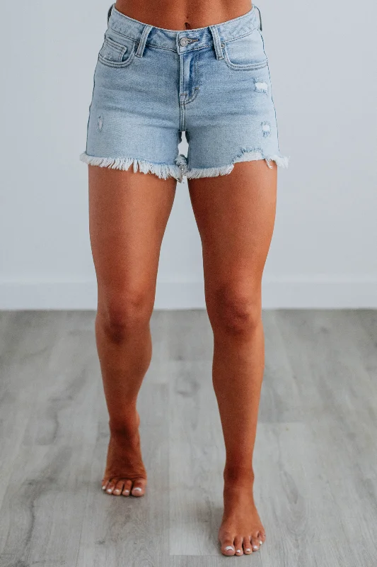 Beach Shorts For Vacation-Kenzie Hidden Shorts - Light Wash