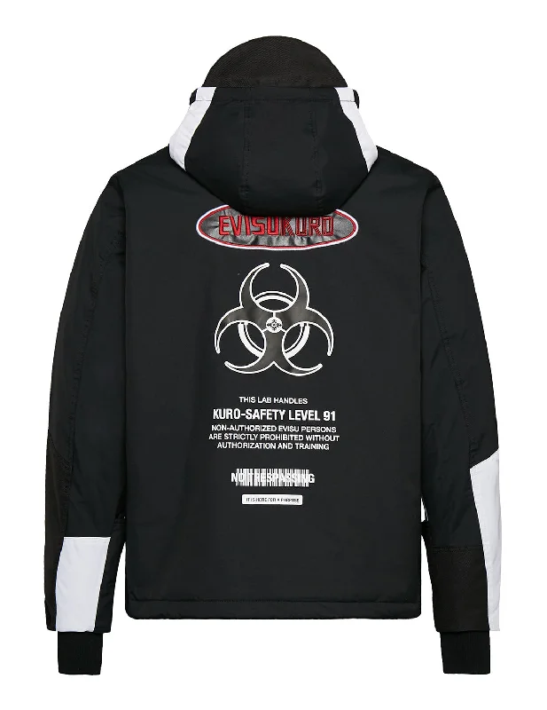 Jackets For Rain Protection-Kamon Biohazard Sign Printed Color Blocking Padded Jacket