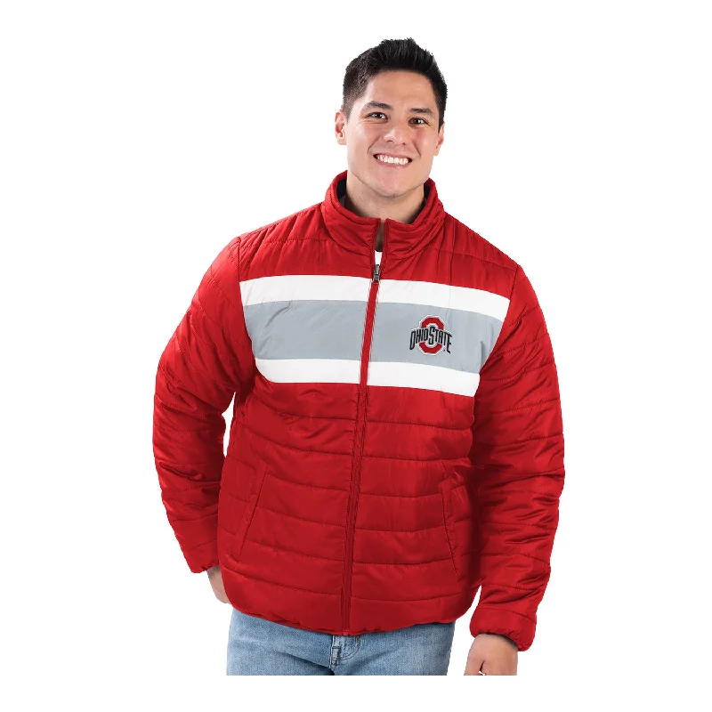 Jackets With Side Zippers-Ohio State Buckeyes Baseline Reversible Full-Zip Scarlet & Gray Jacket