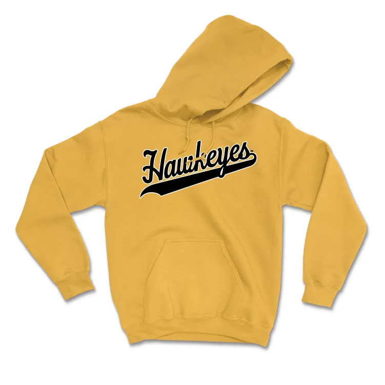 Hoodies With Vintage Style-Gold Baseball Script Hoodie  - Reese Moore