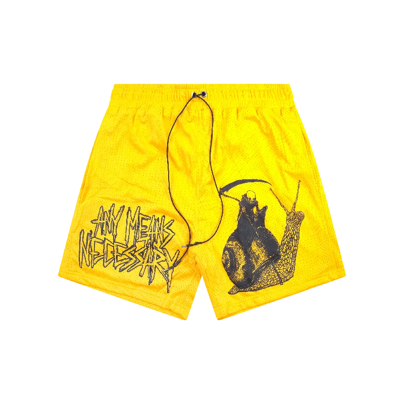 High-Performance Shorts For Women-Slow Death Mesh Shorts Yellow