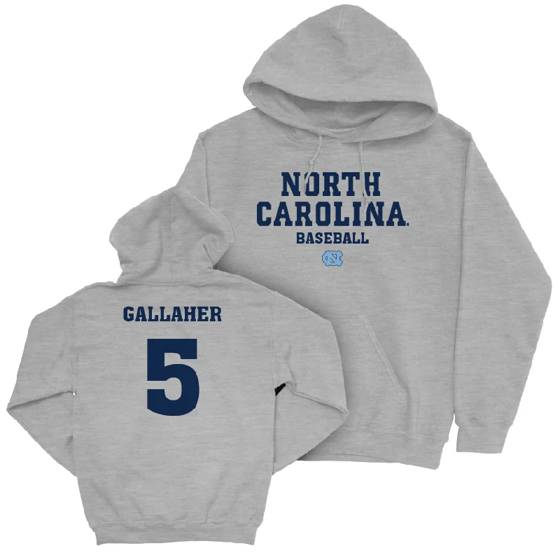 Hoodies For Employee Gifts-UNC Baseball Sport Grey Staple Hoodie  - Gavin Gallaher