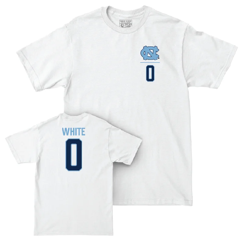 T-Shirt For Team Merchandise-UNC Football White Logo Comfort Colors Tee  - Ty White