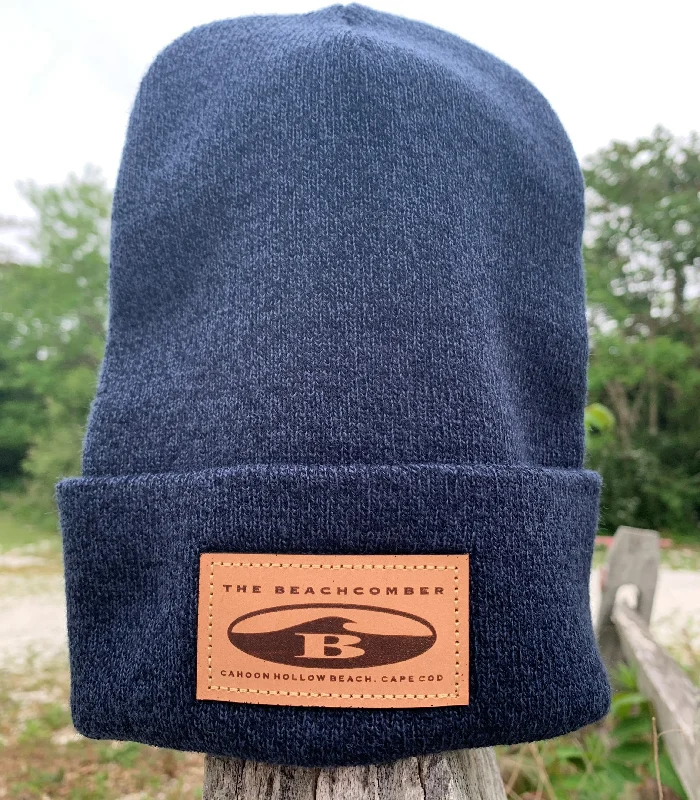 Custom Hats For Workwear-Leather Patch Beanies