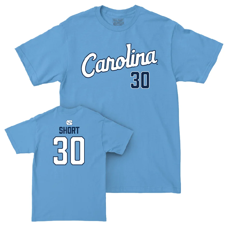 T-Shirt For College Fans-UNC Football Carolina Blue Script Tee - Michael Short