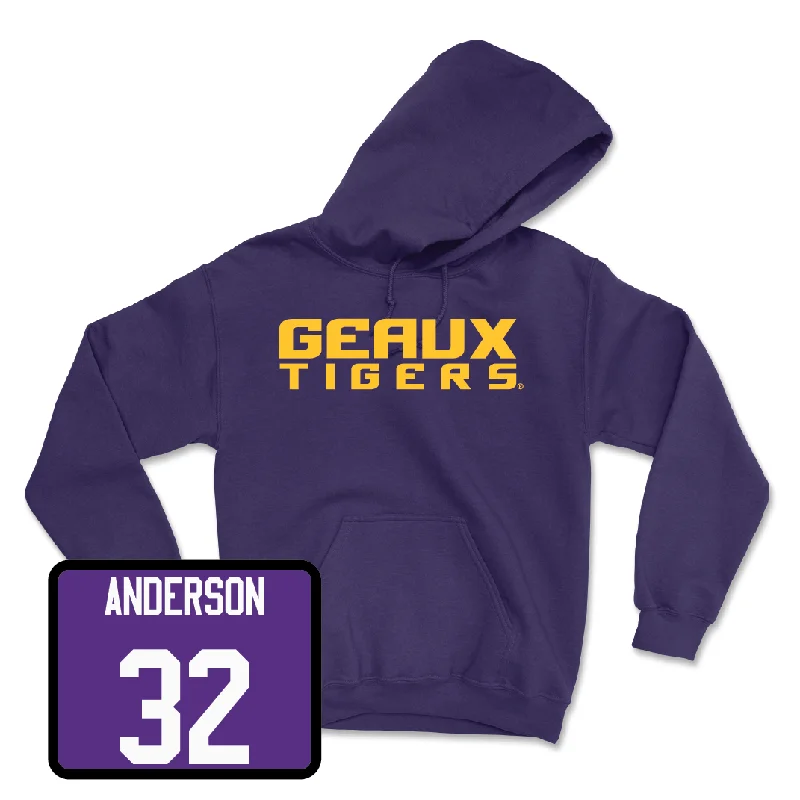 Hoodies With Collar-Baseball Purple Geaux Hoodie - Kade Anderson