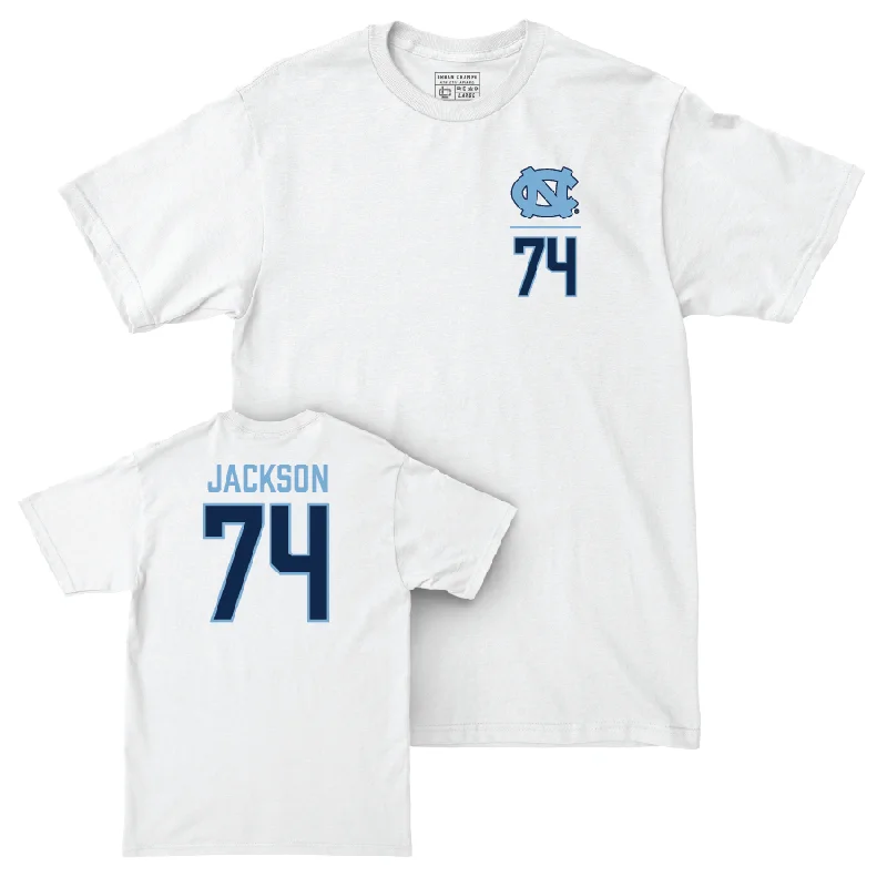 T-Shirt For Softball Fan Merchandise-UNC Football White Logo Comfort Colors Tee  - Desmond Jackson