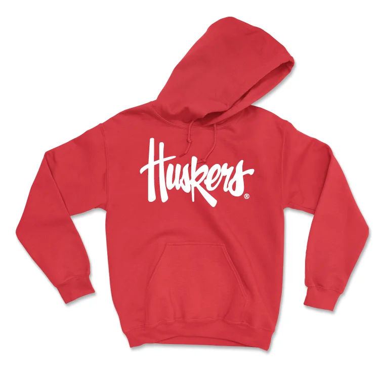 Hoodies With Custom Picture-Red Baseball Huskers Hoodie - Gabe Swansen