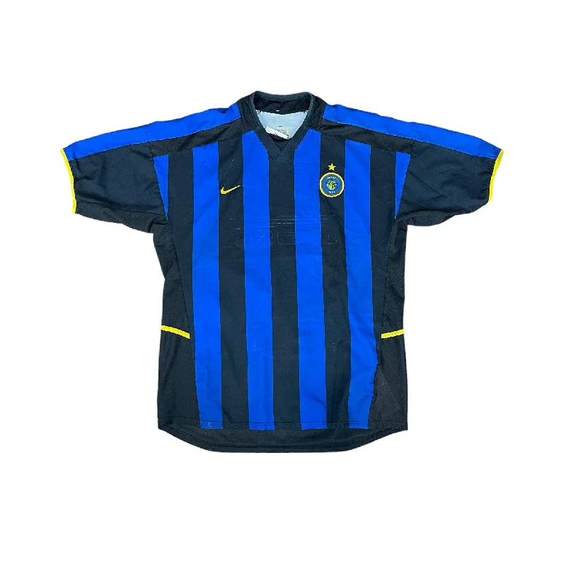 T-Shirt For High-Performance Team Gear-2002-03 Blue + Black Nike Inter Milan Shirt - L